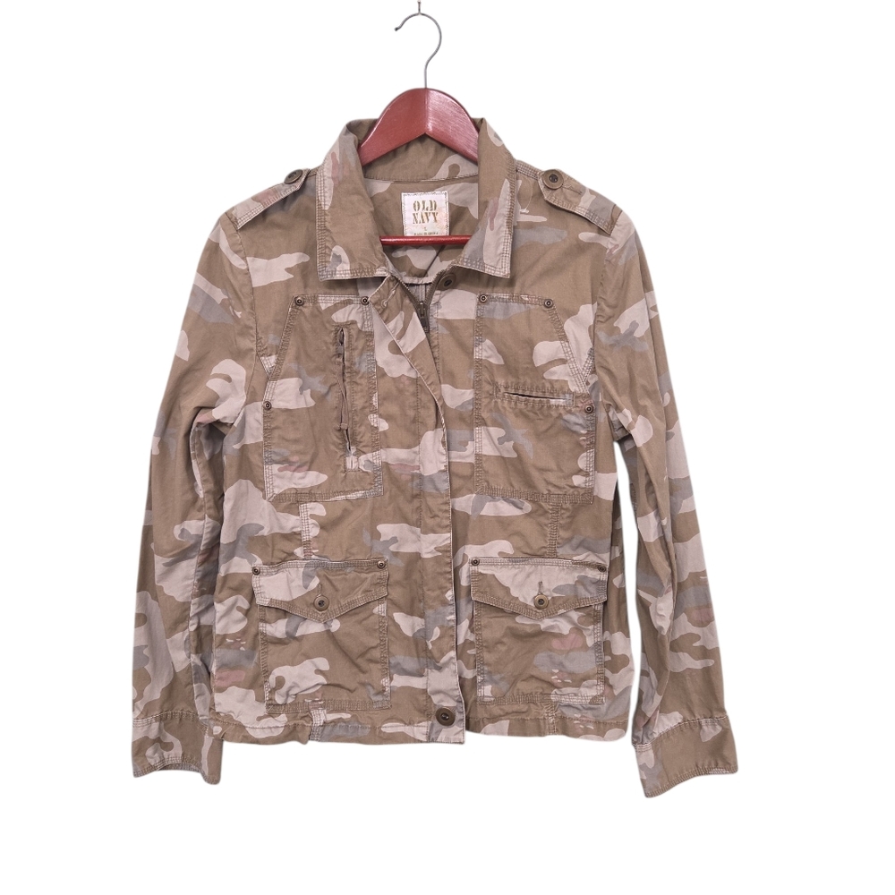 Vintage Old Navy Womens Camo Y2k Jacket Size Large Utility Military Cargo